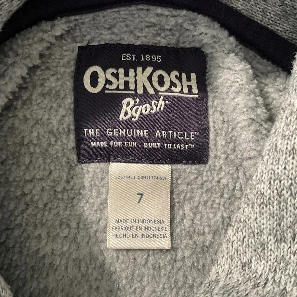 OshKosh B'gosh Boys Gray Knit‎ Pullover Sweater Shawl Collar Size 7